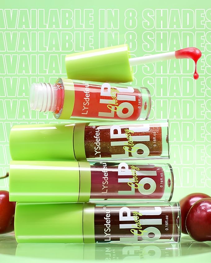 Hydrating Lip Glow Oil Kit-4 Colors Lip Oil Lip Glaze,Tinted Lipgloss Clear Pink Red Glow Reviver Tint Lip Oil Lip Stain, Non-sticky Lipstain Lip Gloss,Christmas Makeup Gift Kit for Women-Set C