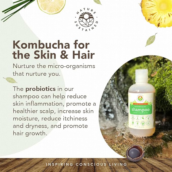 Nature Sustained Organic Shampoo - Raw & Wildcrafted with Probiotics, Hypoallergenic Natural & Sulfate Free Shampoo for Sensitive Scalp, Dry Hair, Dandruff, Eczema & Psoriasis, Gallon, Original