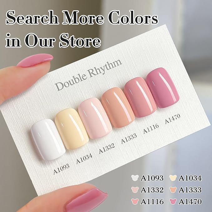 Double Rhythm 0.50 OZ Gel Polish Hema Free Same Color Same Bottle Golden Round Translucent Neutral Natural Milky 15 ML Jelly UV Polish Art DIY at Home (Nude Pink-C1332)