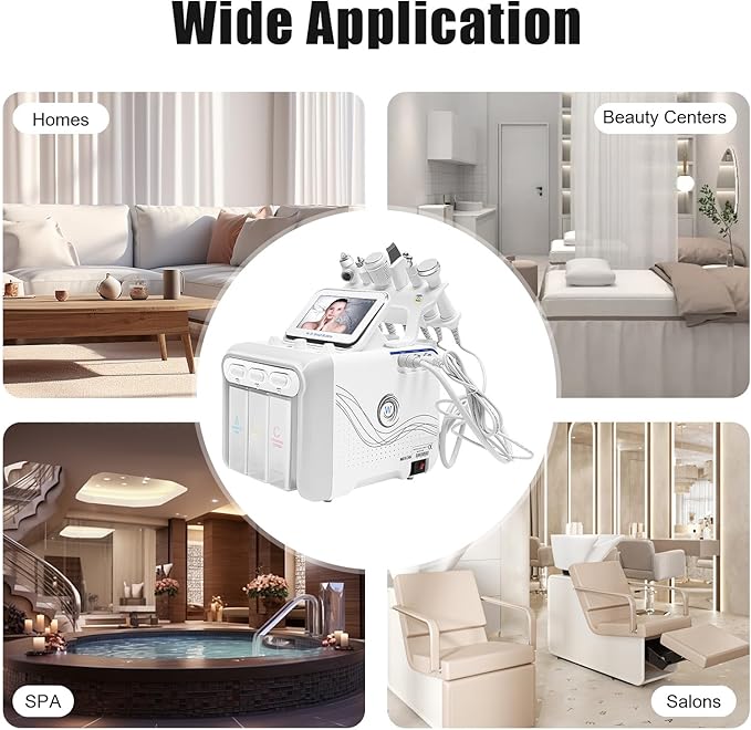 Bacocoo 6-in-1 Hydrogen Oxygen Facial Machine, Professional Blackhead Removal, Deep Cleansing & Hydration, Whitening Skin Care Device, SPA Beauty Tool with 6 Pro Heads. (110V 80W, White)