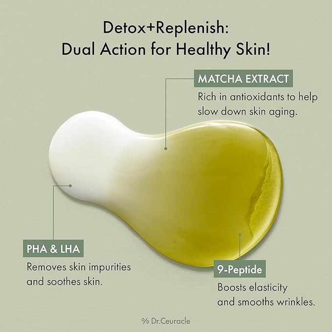 Dr.Ceuracle Jeju Matcha Tea Essence - Skin Purifying Milky Toner with Matcha Extract, 9-Peptide, Ceramide, Korean Skincare Essence (150 ml / 5.07 fl. oz.)