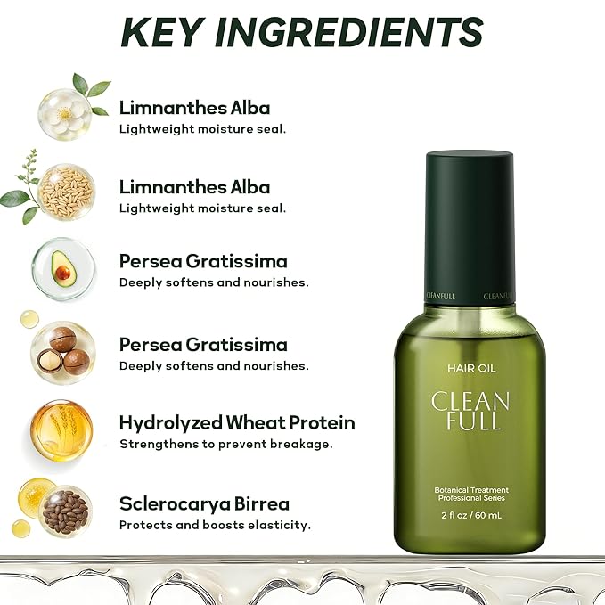 Botanical Hair Oil, Lightweight Professional Treatment to Strengthen, Repair & Boost Shine, Frizz-Control, Vegan & Cruelty-Free Hair Essence, 2 Fl Oz