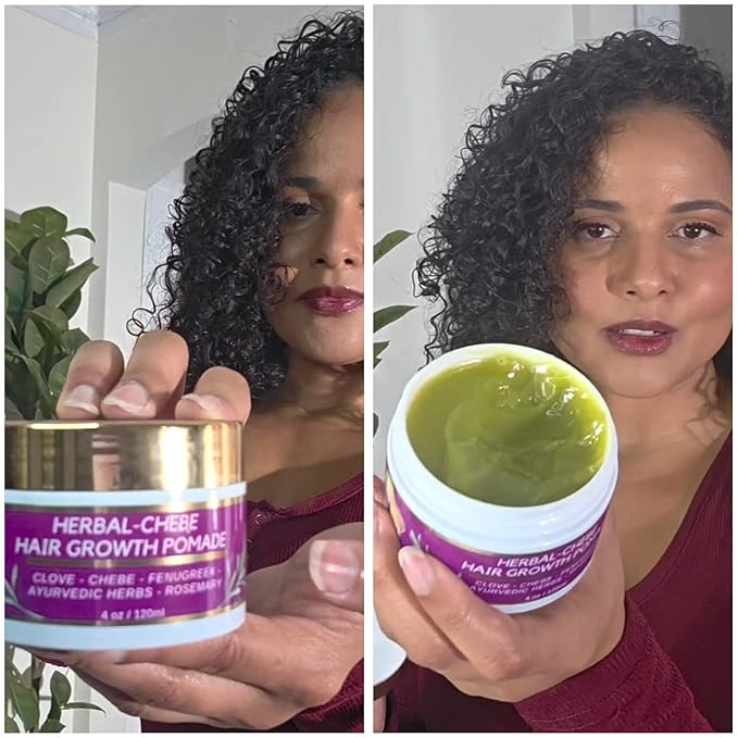 Chebe Hair Growth Grease - Herbal Pomade with Clove, Fenugreek, Rosemary, Moringa & Ayurvedics Herbs for Hair Loss, Edges & Thinning Hair 4oz