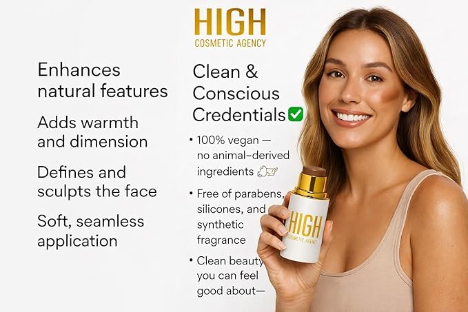 Contour Sticks, Contour Spice Ginger, For Tan Skin, Creamy, Buildable, Long-Wear, High Cosmetic Agency, Blush,Cream Contour Stick Set,Vegan Blendable Makeup Pro Sculpt Finish.