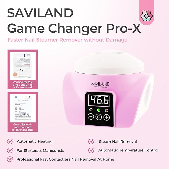 Saviland Essentials Nail Polish Remover Machine: Nail Soaking Bowl & Acetone Nail Polish Remover Gel Nail Remover Machine with Nail Soak off Bowl Soaker Tech Acrylic Nail Remover Steam Salon Home DIY