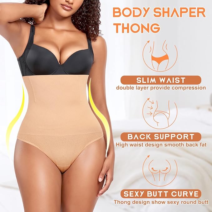 Werena Tummy Control Thong Shapewear for Women High Waist Shaping Underwear Seamless Body Shaper Panties Girdle