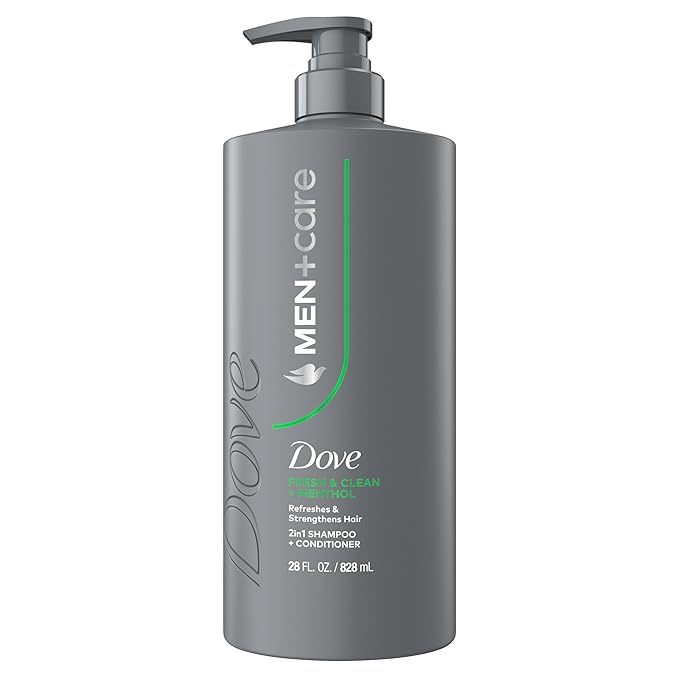 DOVE MEN + CARE Shampoo 1 count Fresh + Clean for Hair Refreshing & Strengthening, with Menthol, 28 fl oz