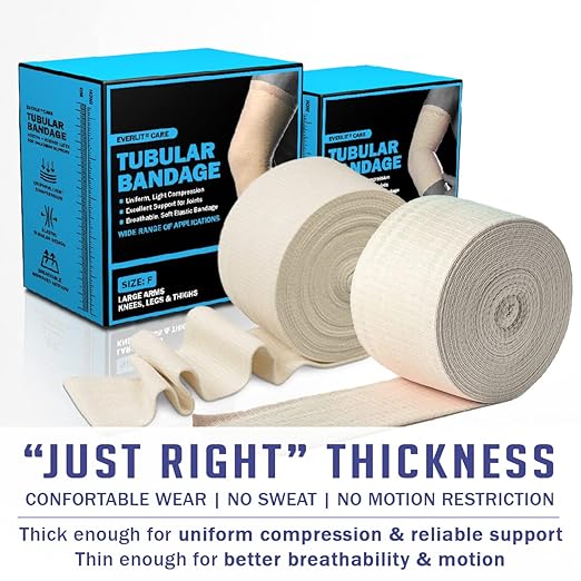 EVERLIT Elasticated Tubular Support Bandage | Stockinette Tubing for Large Arm, Knees, Legs | Light to Moderate Compression Bandage Roll For Tissue Support (Size C | 2.75" x 11 yd)
