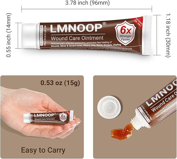 LMNOOP® Wound Care Cream, Skin Healing & Repair Ointment for Infection Ulcers Cuts Scrapes Burns Bites Surgical and Various Wounds, Pressure Treatment Products & Bed Sore Cream