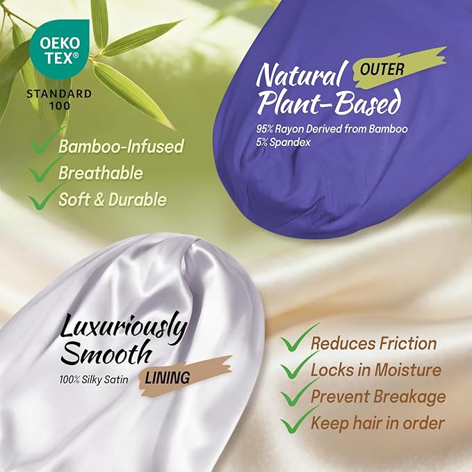 Large Satin Bonnet for Men Sleeping: Loc Cap Dreadlocks for Curly Braids, Silky for Frizzy Hair Smooth Dark Blue