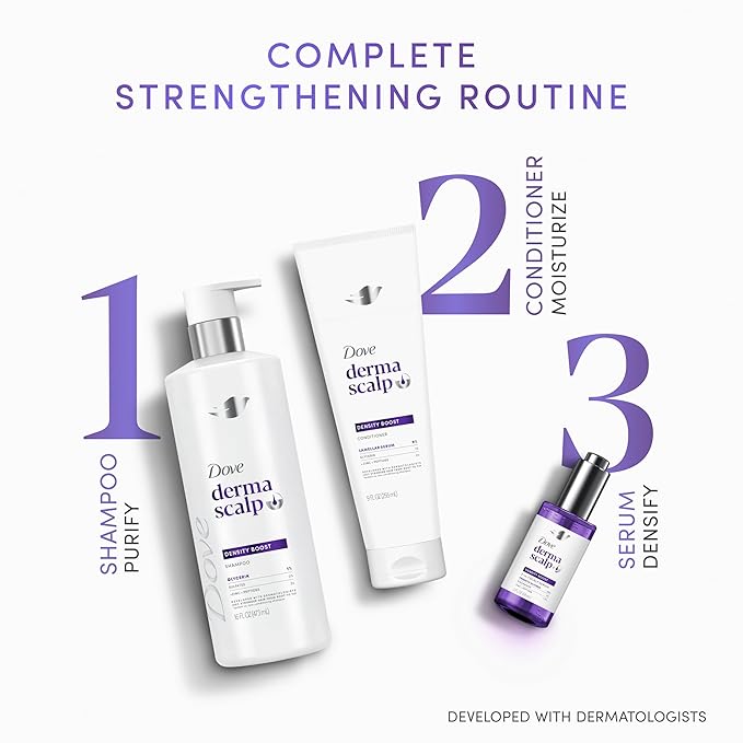 Dove Derma Scalp Density Boost Shampoo 1 ct With Glycerin, Sulfates And Zinc + Peptides For Hair Loss And Breakage 16 oz