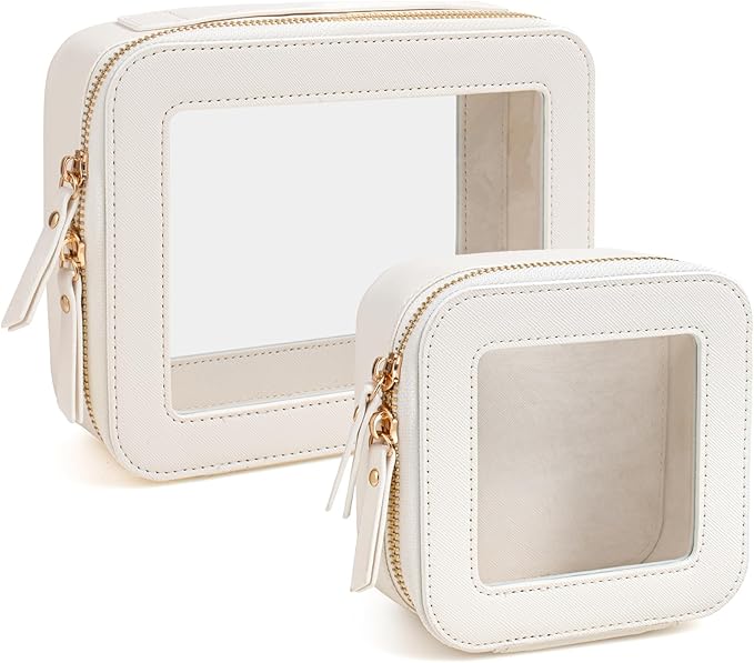 Travel Clear Makeup Bag Set, TSA Approved Cosmetic Bag Case with Zipper Portable Makeup Pouch Toiletry Bag Traveling Cosmetic Organizer Storage Bag Car Organizer Car Essentials