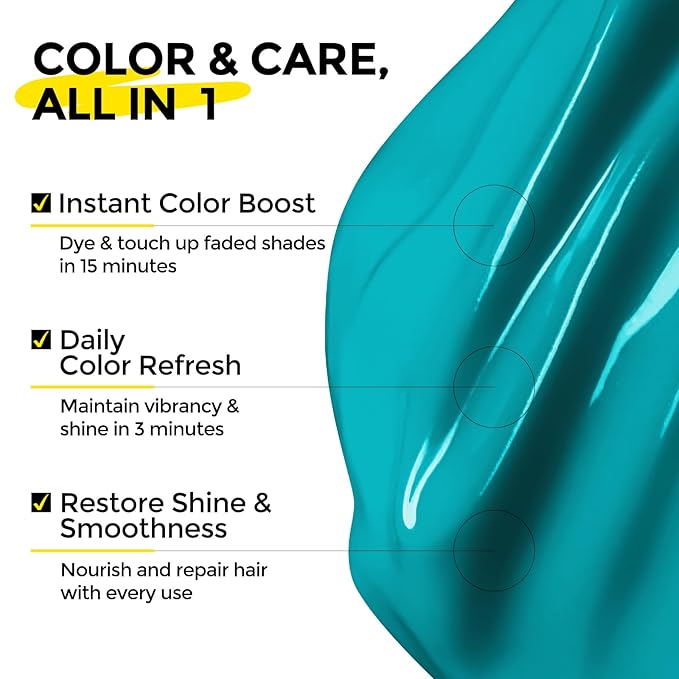 COLORLOMO Semi Permanent Hair Color - 6 oz Color Depositing Conditioner with Shea Butter & Almond Oil- Color Conditioner Depositing Hair Mask - Vegan, Paraben, Ammonia & Sulfate Free -Teal