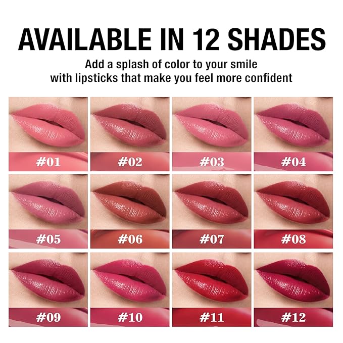 Jolilab 4 Colors Cream Texture Lip Gloss Set - Highly Pigmented,Hydrating, Moisturizing Makeup for Women（#1+6+7+12）