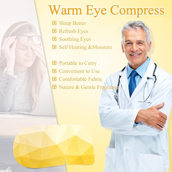 32Packs Steam Eye Mask, Heated Eye Mask for Sleeping, Warm Compress for Eyes, Self Heating Disposal Steam Mask for Home Sleep, Office, Spa, Travel Essentials Valentine's Day Gift (Chamomile)