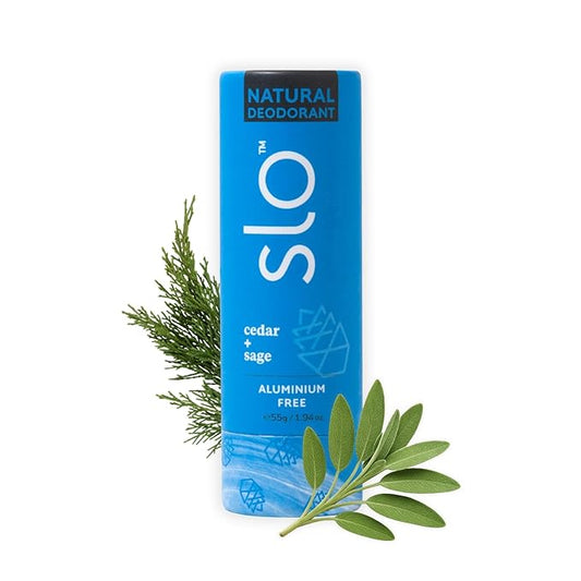 Slo | Natural Deodorant - All Natural Ingredients, Vegan & Cruelty Free, Compostable Packaging | Cedar + Sage, (1.94oz/55g)