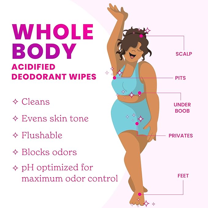 Lume Acidified Deodorant Wipes - 24 Hour Odor Control - Whole Body Deodorant Wipes - Aluminum Free, Baking Soda Free, Skin Loving - Flushable - 45 Count - 2 Pack (Soft Powder)