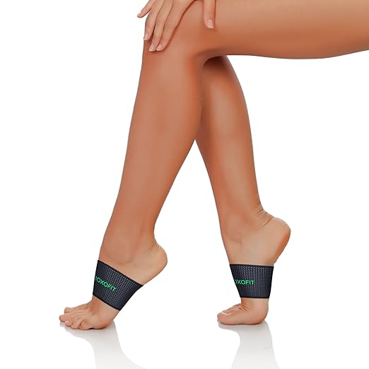 ROXOFIT Copper Arch Support for Pain Relief and Compression (Pair) - For Men, Women (Green logo, Large)