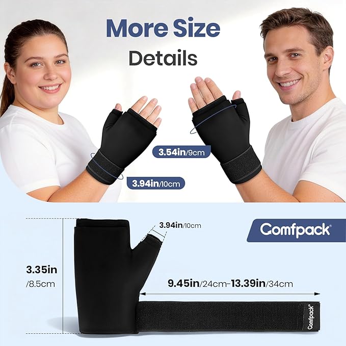 Hand Ice Pack Glove, Soft Gel Thumb Ice Pack Wrap Reusable Hot Cold Therapy Wrist Cold Pack for Arthritis, Tenosynovitis, Swelling, Surgery, Tendonitis, Carpal Tunnel