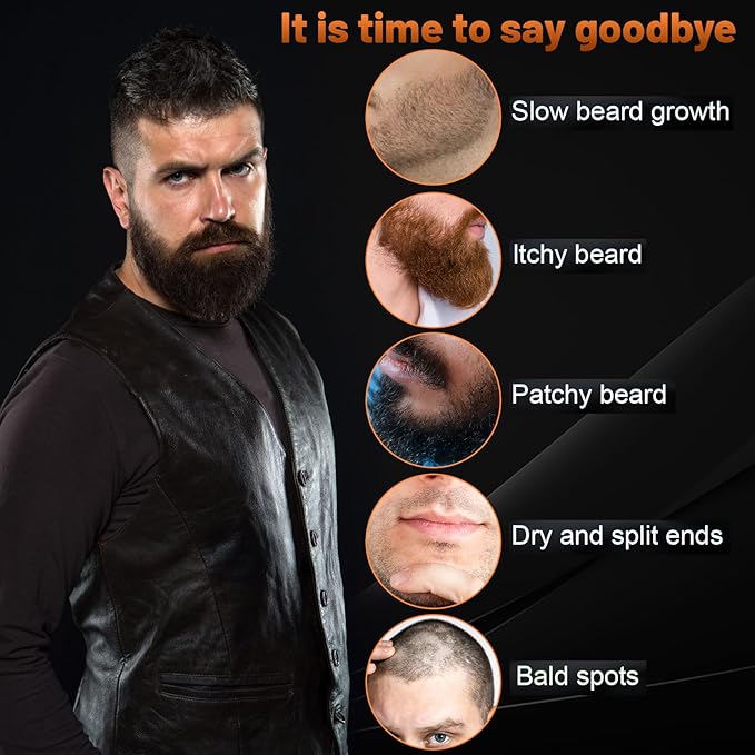 Beard Balm, 2X Concentration Biotin, with Castor Oil and Argan & Jojoba Oils, Promotes Beard Growth, Styles, Strengthens & Softens Beards & Mustaches, 2 Ounce