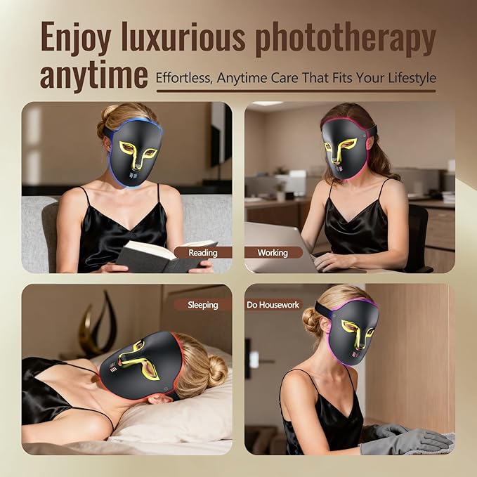 Red Light Therapy Mask for Face,Valentine Gifts for Her Him,4 Modes Acne Removal Wrinkles&Redness Anti-Aging,2000mAh Rechargeable,Wirless Remote,Infrared Photon Facial Mask for Travel Yoga