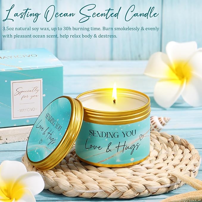 Birthday Gifts for Women, Self Care Get Well Soon Gift Baskets for Women, Ocean Relaxing Spa Gift Care Package with Blanket, Unique Valentines Day Gifts Idea for Her Wife Girlfriend Mom Friend Sister