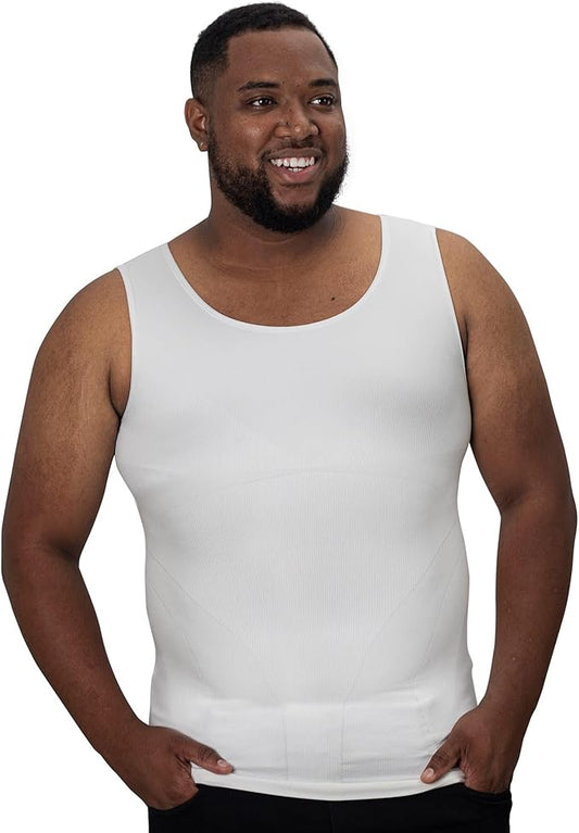 QORE LOGIQ Gynecomastia Compression Shirts for Men - Sleeveless Slimming Undershirts Tummy Control and Body Shaper Tank Top
