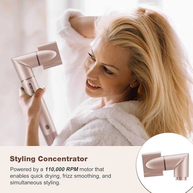 7MAGIC 7 in 1 Hair Styler & Hair Dryer Brush, 110,000 RPM High-Speed Blow Dryer with Negative Ions for Frizz-Free Styling Fast Drying Curling Volumizing Straightening, Hot Air Styler with Travel Case