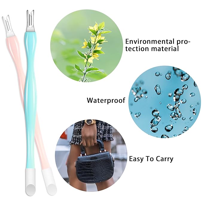 Allstarry 30 Pieces Nail Cuticle Trimmer Remover Plastic Handle Cuticle Pusher Dead Skin Cuticle Knife Nail Cleaner Removal Fork Nail art Tools for Girls Women and Men - Light Blue and Soft Peach