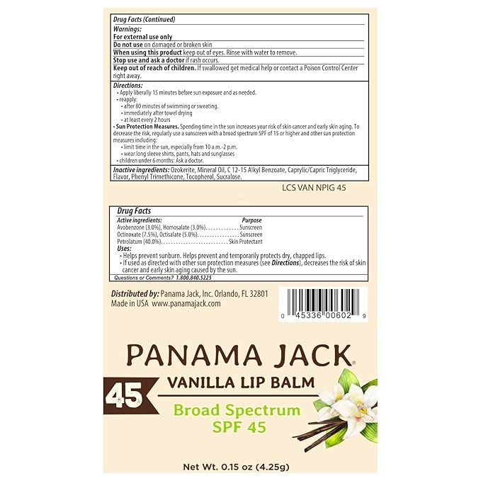 Panama Jack Passport to Flavor - Travel Sunscreen Lip Balm Bulk SPF 45 Stick - 8 Pack Dreamsicle, Mango, Tropical & Vanilla