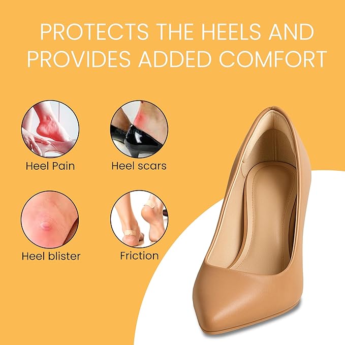 Walkize Metatarsal Pads Women | Heel Inserts for Women | Ball of Foot Cushions (2 Pairs Foot Pads) All Day Pain Relief and Comfort One Size Fits Shoe Inserts (Heel Grip Beige, 2 Pairs)