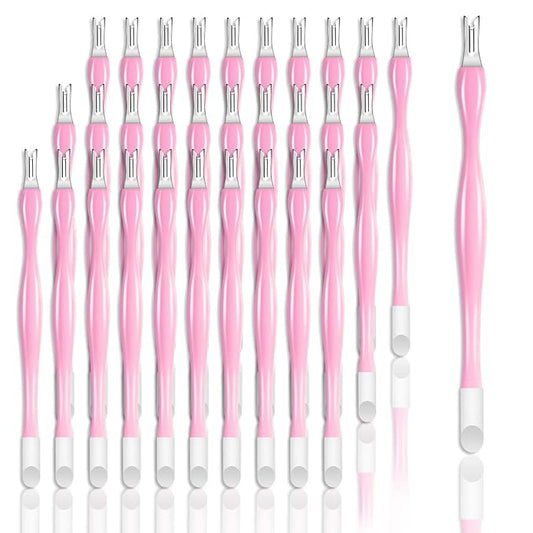 Allstarry 30 Pieces Nail Cuticle Trimmer Remover Plastic Handle Cuticle Pusher Rubber Nail Cleaner Double Head Dead Skin Cuticle Knife Removal Fork Nail art Tools for Girls Women and Men - Pink