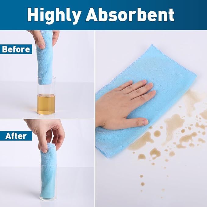 Microfiber Towels Bulk-400 Pack, Cleaning Cloths, Microfiber Towels for Cars, Cleaning Rags 5 Colors Assorted (12x12 inches)