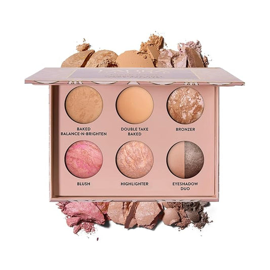LAURA GELLER Baked Icons Complete Full Face Palette, Golden Medium | All-in-One Makeup Palette with Baked Foundations, Blush, Bronzer, Highlighter, Eyeshadows | Coverage for Mature Skin |