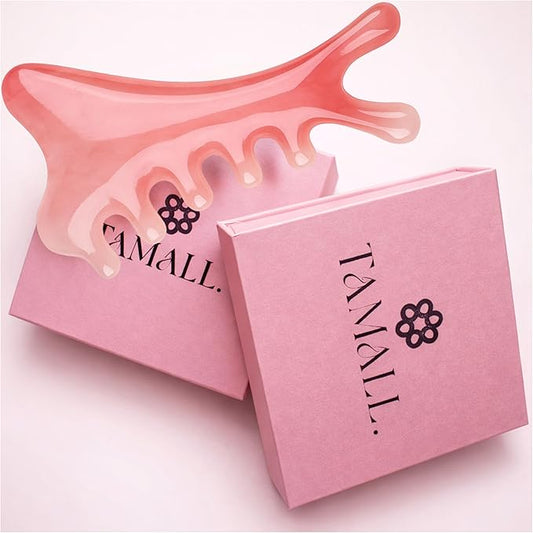 Pink Gua Sha & Massage Comb Set – Massage Tool for Neck, Eye, and Head Massage – Stress Relief, Lifting, and Meridian Therapy Tool for Relaxation – Perfect Self Care Gift for Women & Men