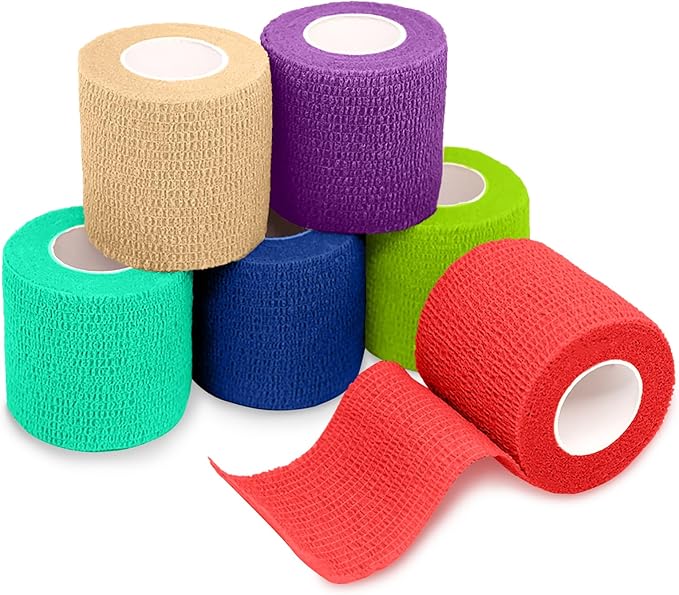 FriCARE Self Adhesive Bandage Wrap, Medical Tape in First Aid Kit, Cohesive Bandages for Wounds Sport Vet, 2 inches X 5 Yards 6 Rolls, Mystic Twilight