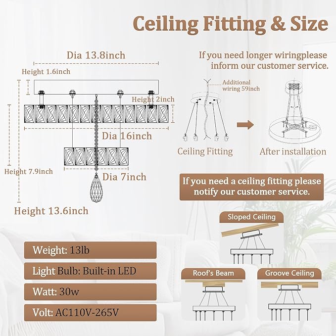 Flashing God Dia 16" Black Modern Crystal Chandeliers Flush Mount Chandelier Dimmable LED Light Crystal Ceiling Light for Hallway Bedroom Living Room Dining Room