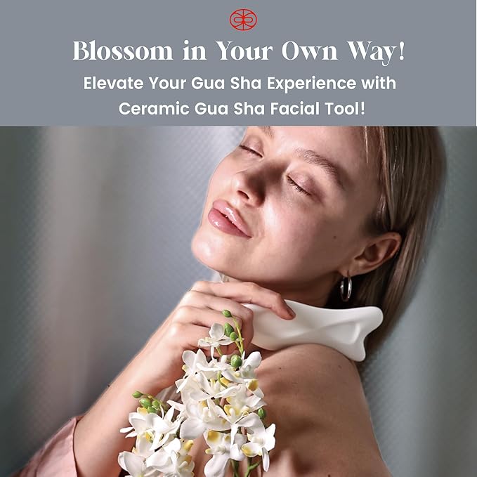 Rena Chris 3D Ceramic Gua Sha Facial Tools - Acupressure & Guasha for Face Massage, Jawline Sculpting, Puffiness Reduction, Skin Care Tool (White)