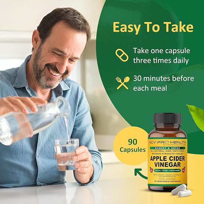Promethean Wellness ACV Pro Apple Cider Vinegar Capsules Certified Organic with Mother ACV Pills Detox Cleanse Acid Reflux Relief Support Supplement Ginger Root Cayenne Pepper Powder