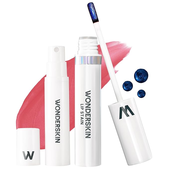 Wonderskin Wonder Blading All Day Lip Stain Peel Off Masque and Reveal Kit - Long Lasting, Waterproof Pink Lip Tint, Transfer Proof Natural Makeup Stain Kit (Romance)