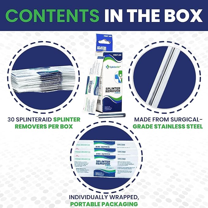 Painless Splinter Removal Kit (30-Pack) | Pull Out Splinters Fast & Easy | Compact First Aid for Home, Travel & Camping | Great for Hiking, Woodworking & Outdoors | No Tweezers Needed