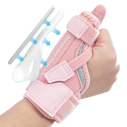 New Upgraded 2 in 1 Thumb Brace, Removable Thumb Spica Splint Left Right Hand with 3 Level Stability, Reversible Thumb Support for CMC, De Quervain’s Tendonitis, Trigger Thumb (S/M, Pink)