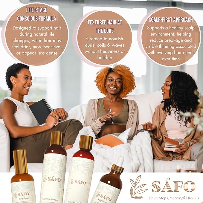 Safo Curl Crème - Defining Hair Cream for Curls with Avocado Oil, Rose Oil, Chebe & Flaxseed - Frizz Control & Moisture - Natural Non-Greasy Formula - All Curl Types - Women's Hair Care - 8 Fl Oz