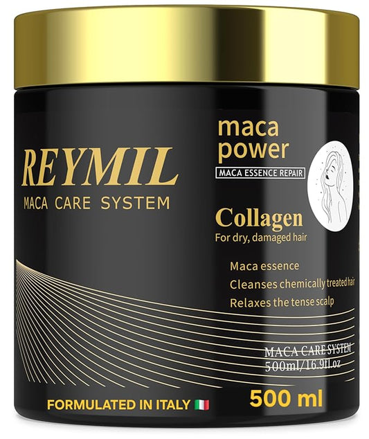 REYMIL Collagen Hair Mask - Deep Conditioning Treatment with Argan Oil - Repairs Dry & Damaged Hair, Softens & Adds Shine, and Fights Frizz - For All Hair Types - 500ml / 16.9 oz