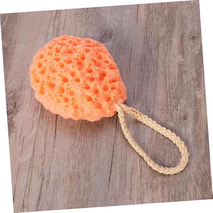 3pcs Sponge Body Bath Shower Exfoliator Hydrophilic Non Cleansing Puff Scrubber for Gentle Exfoliation and Skin Texture Improvement for Daily Use Orange