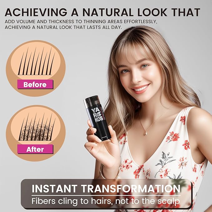 Hair Fibers for Thinning Hair or Fill In Fine, Hair Building Fibers (28g) for Women & Men, Hair Powder for Instantly Thicker, Fuller Looking - AUBURN