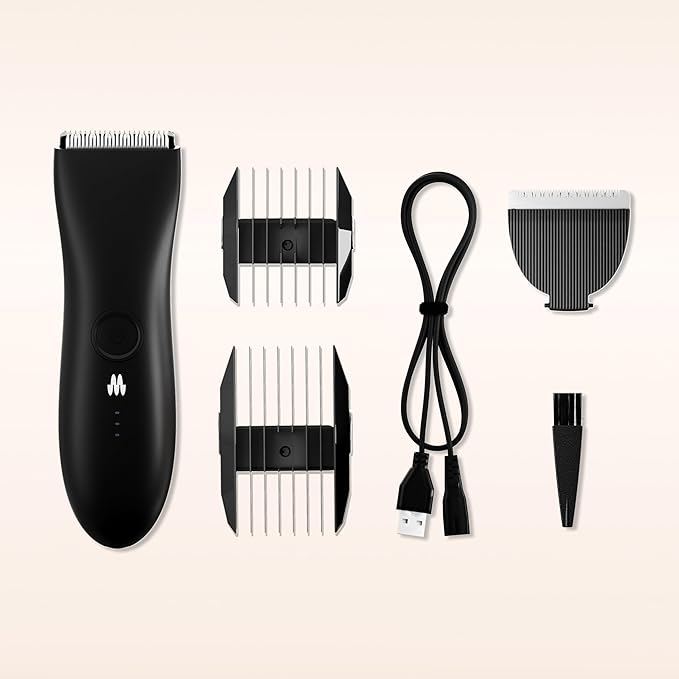 MERIDIAN The Trimmer Original – Body Hair Trimmer for Men, Electric Groin & Body Groomer for Pubic Hair, Chest, Legs & Underarms, Waterproof & Rechargeable, Onyx