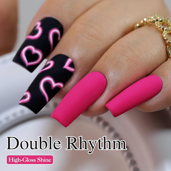 Double Rhythm 15ML Gel Nail Polish Pure Sheer Same Color Same Bottle Soak Off Gel Polish Art Manicure Salon DIY at Home for Women (Hot Pink-A1312)
