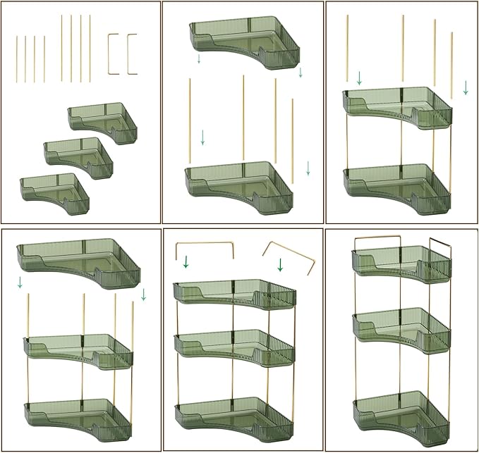 3-Tier Corner Bathroom Counter Organizer – Classic Storage Shelf for Makeup, Perfume & Toiletries, Space-Saving Countertop Tray Fits Bathroom, Dresser, Kitchen (Sage Green)