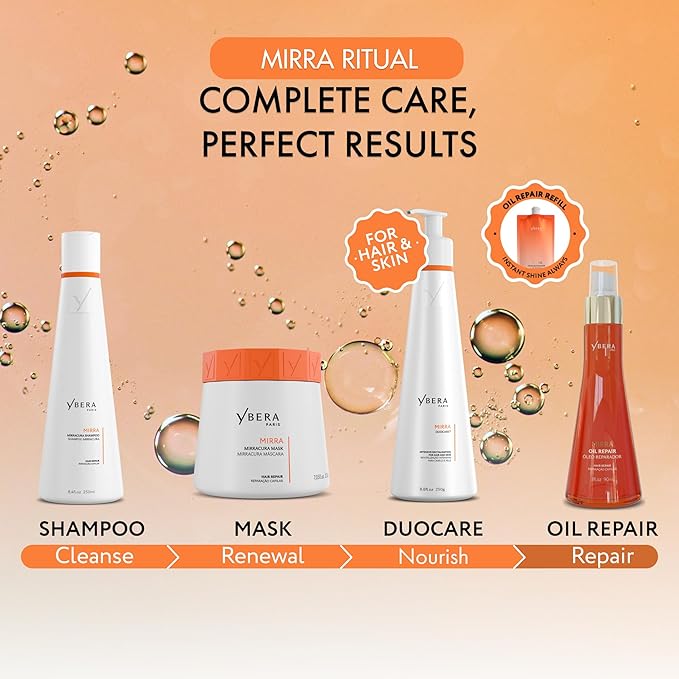 Ybera Mirra Oil Repair - Premium Hair Oil for Dry & Frizzy Hair, Hydrating for Damaged Hair, Repair Hair Treatment Oil for Curly, Straight & Fine Hair - Lightweight Anti-Frizz Hair Oil Serum, 90ml